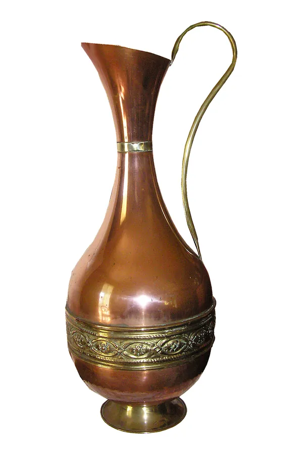 Bakır Pirinç Bantlı Sürahi