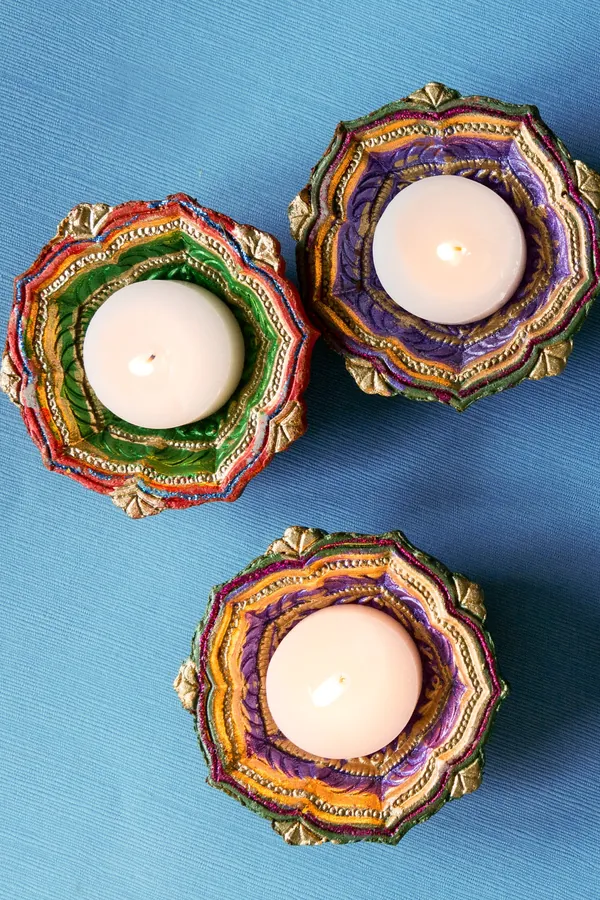 Çok Renkli Boyalı Tealight Mumluk