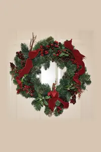 Kırmızı Kurdeleli Noel Çelengi