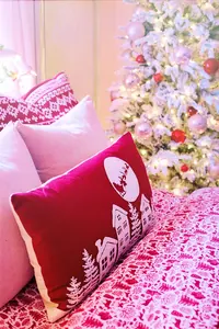 Kırmızı Noel Desenli Kırlent