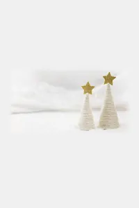 Krem İp Sargılı Yılbaşı Ağacı