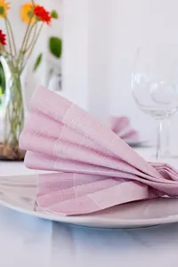 Pembe Kareli Dokuma Peçete