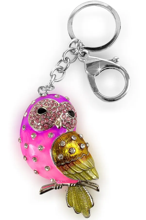 Pembe Metal Baykuş Anahtarlık